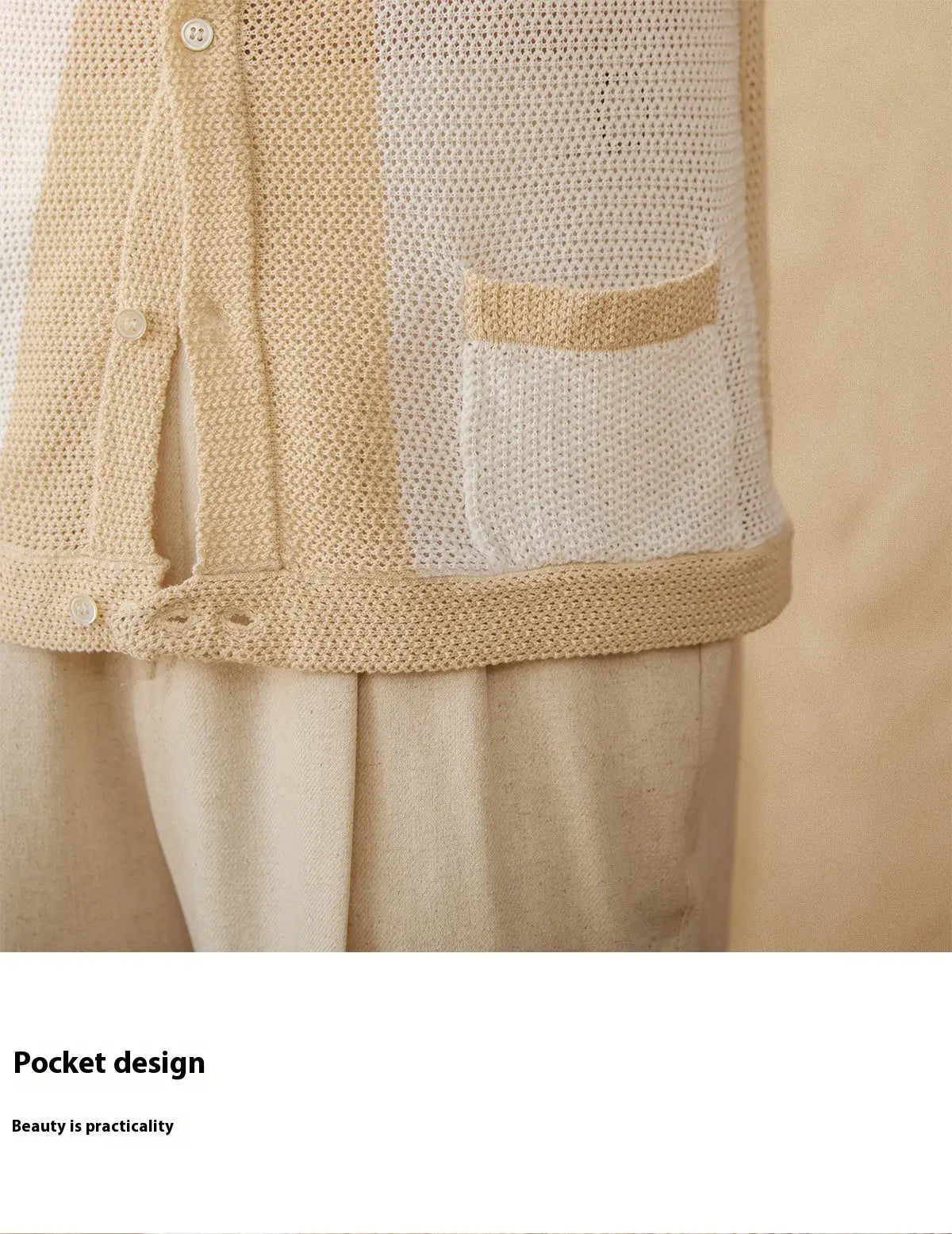 Hollow Cotton And Linen Lapel Short-sleeved Cardigan Knitted Top LHC