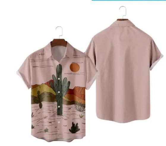 Men's Summer Short Sleeve Shirt with 3D Digital Print LHC