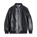 American-style Black MA1 Pilot Leather Jacket Ruan Handsome Short LHC