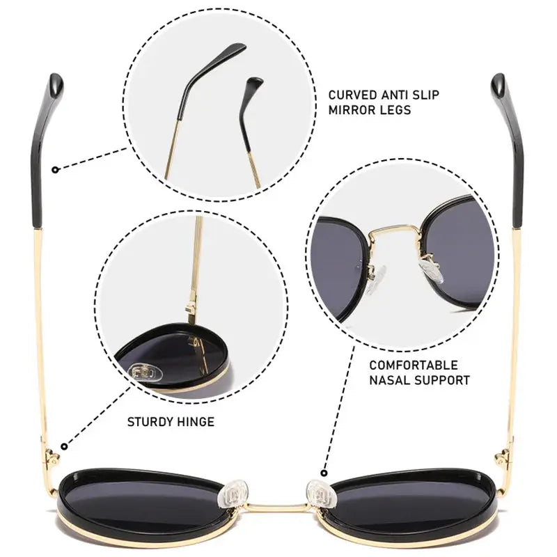 Round Frame Metal Sunglasses UV Protection Men Summer Women Retro Classic Stream Premium Sports T195 LHC