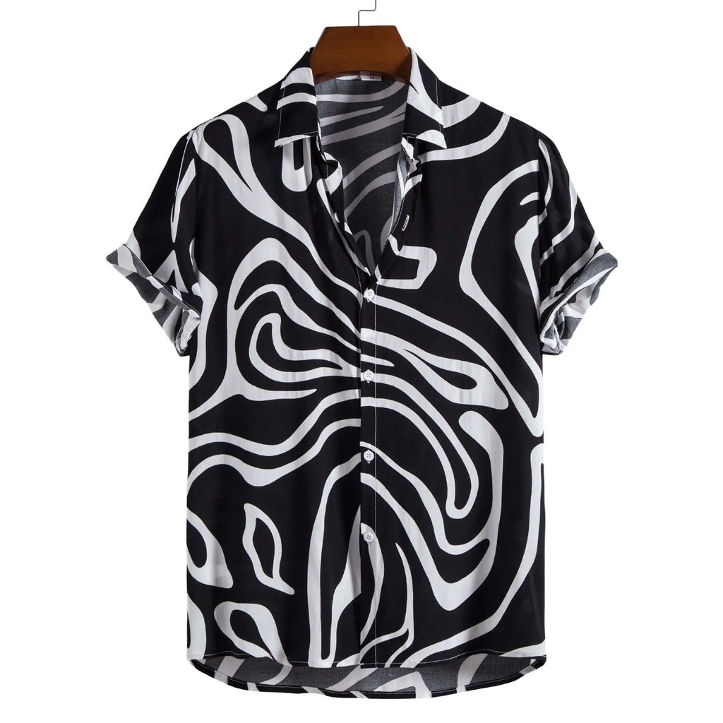 Men's Casual 3D Digital Print Short Sleeve Shirt LHC