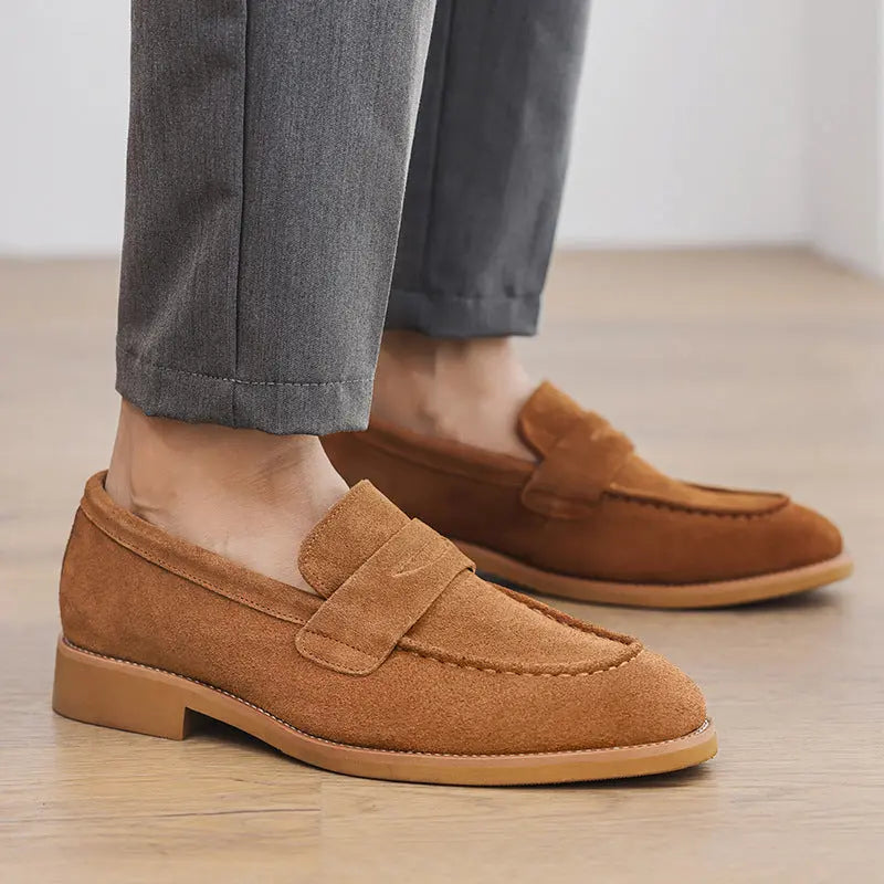 Formal Business-Casual Leather Mens Slip-On Loafers LHC