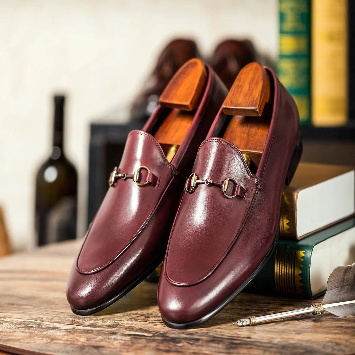 Horsebit Leather Shoes Round Toe Casual Shoes Men LHC
