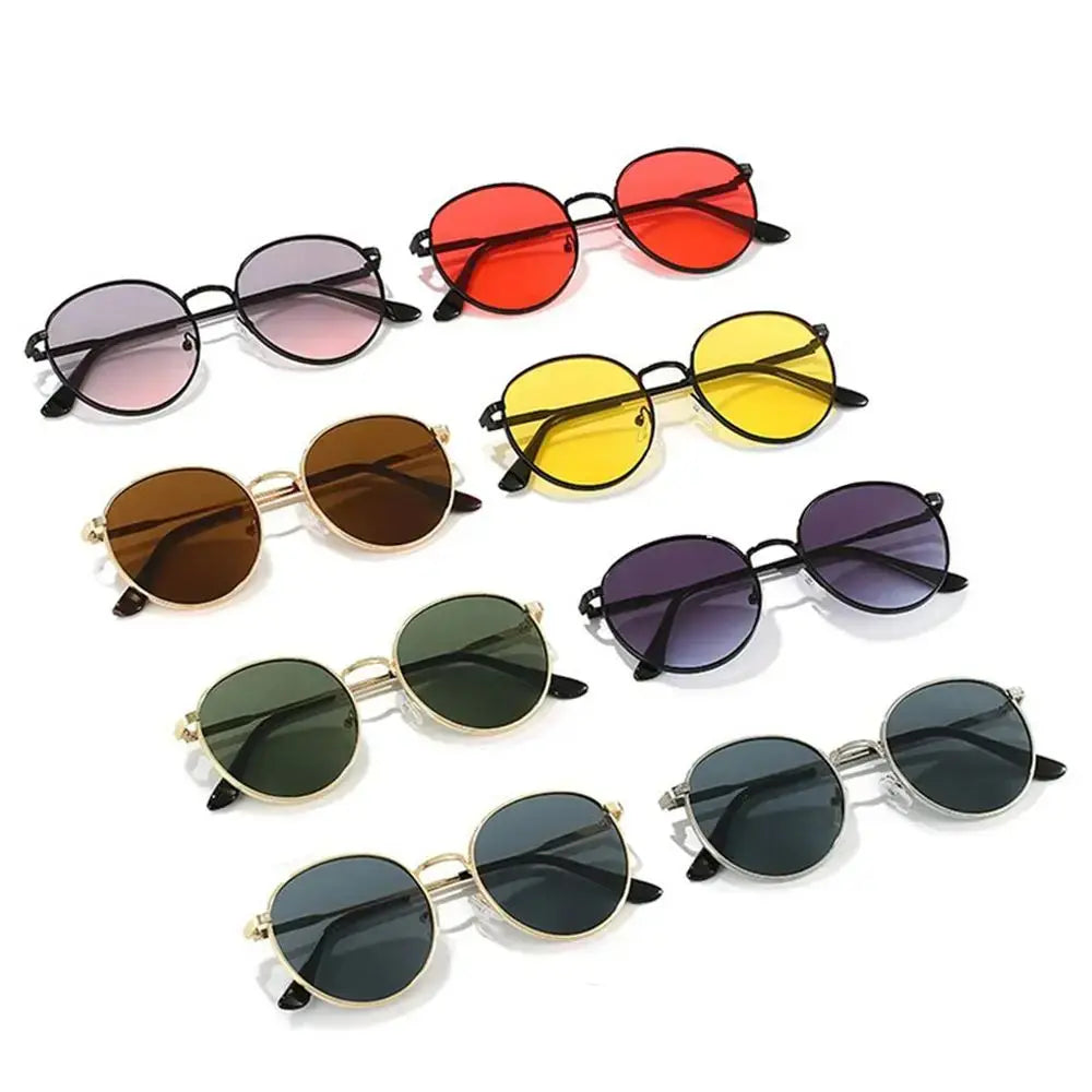 Fashion Vintage Round Sunglasses for Men Metal Frame Sun Glasses Retro Circle Hippie Eyewear Summer UV Protection Shades LHC