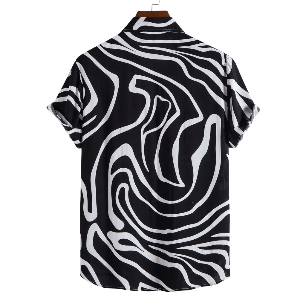 Men's Casual 3D Digital Print Short Sleeve Shirt LHC
