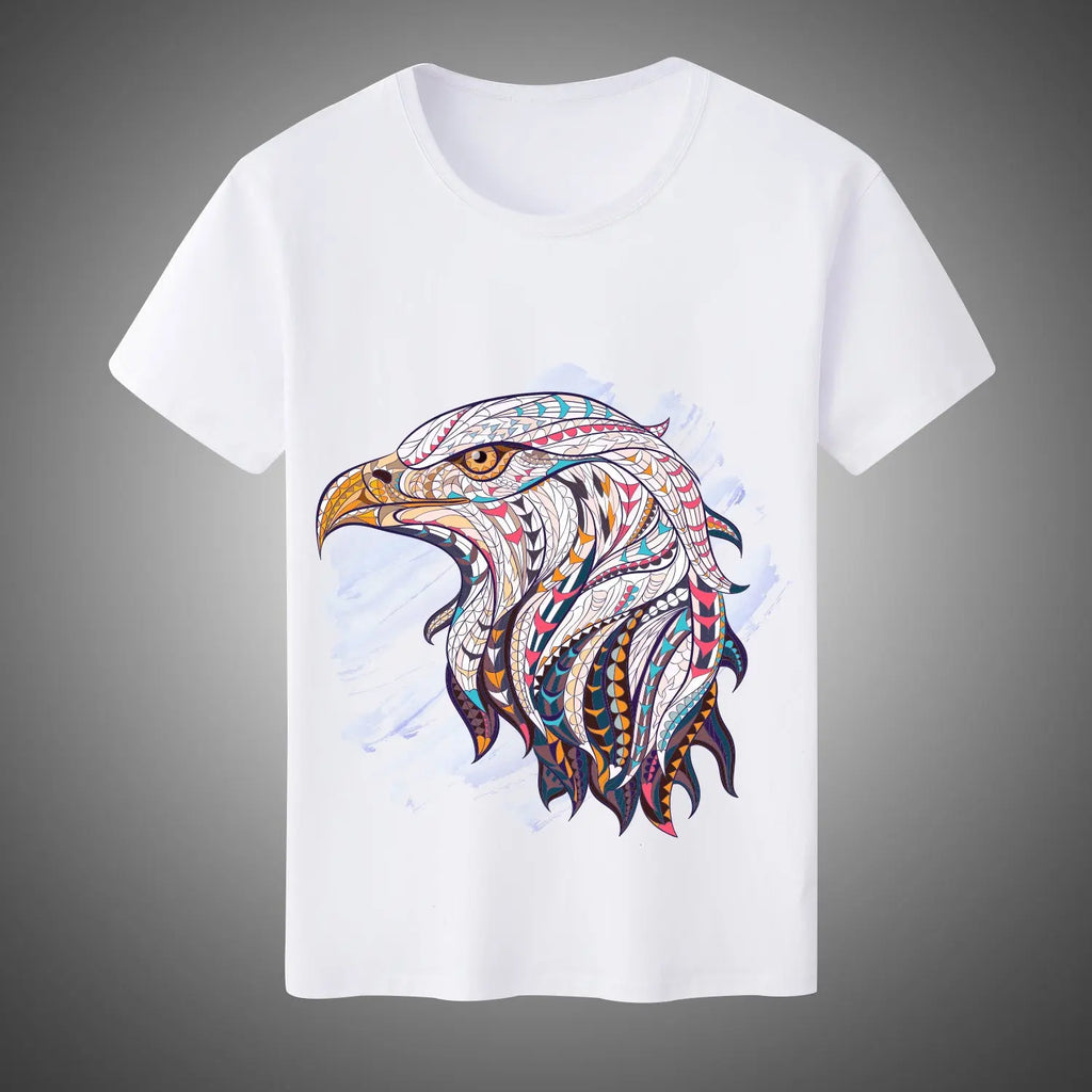 2019 Men's White Short Sleeve Digital Print T-Shirt LHC