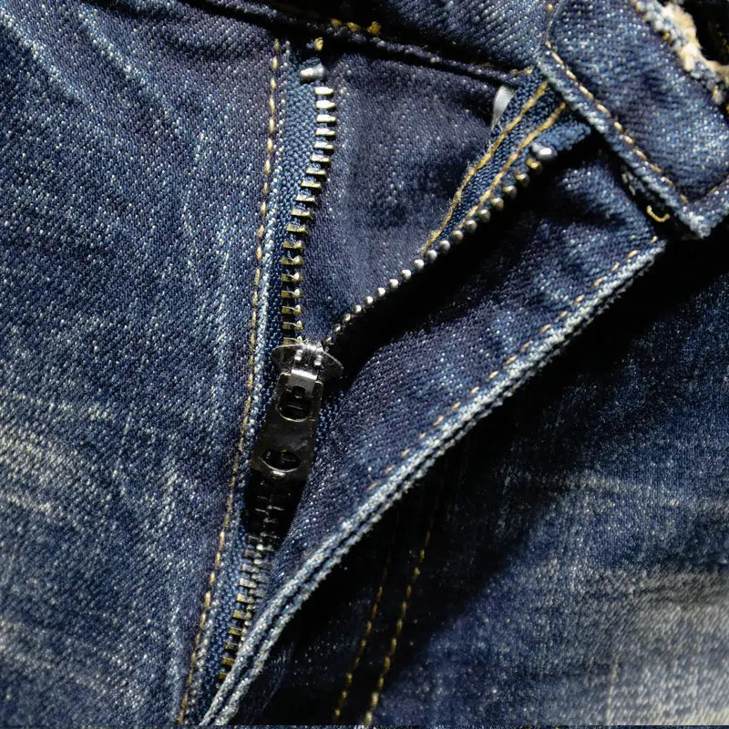 Retro Jeans Men's Slim Straight Stretch Pants LHC