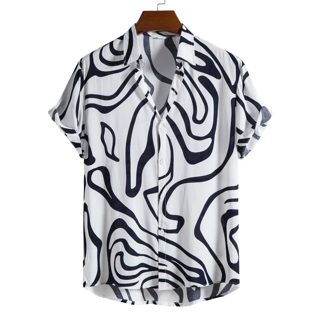 Men's Casual 3D Digital Print Short Sleeve Shirt LHC