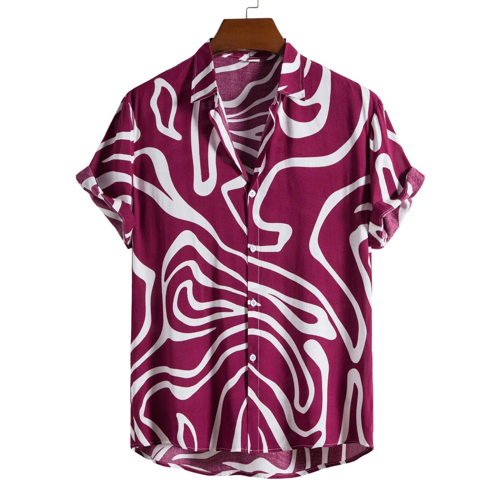 Men's Casual 3D Digital Print Short Sleeve Shirt LHC