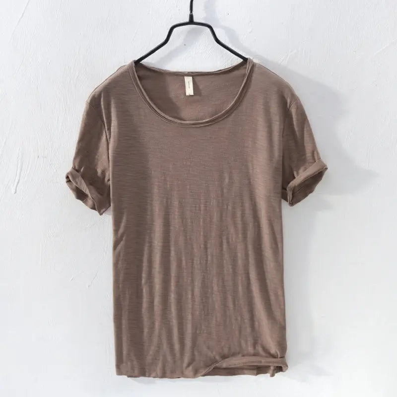 Men's Summer Solid Color Thin Short Sleeve T-Shirt LHC