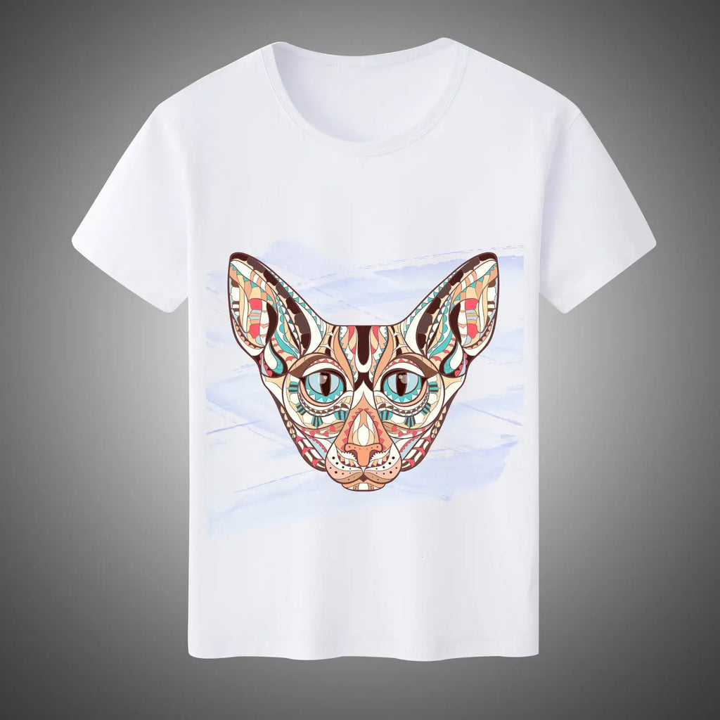 2019 Men's White Short Sleeve Digital Print T-Shirt LHC