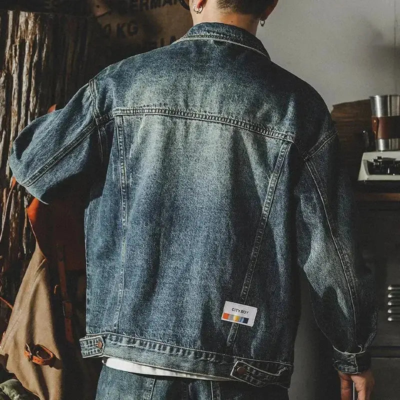 Trendy Loose Denim Jackets Man Cargo Cowboy Coat for Men High Quality Clothing Aesthetic Menswear One Piece Vintage Lxury Worn LHC