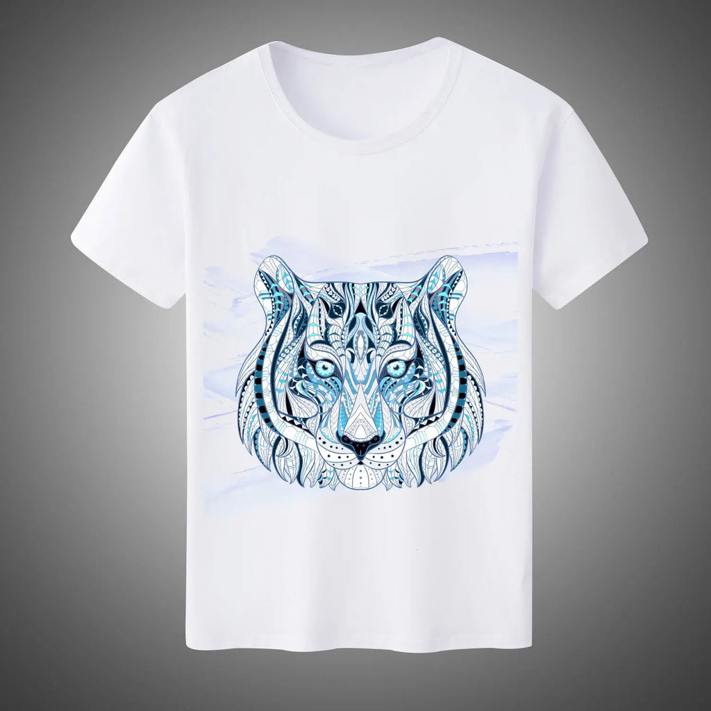 2019 Men's White Short Sleeve Digital Print T-Shirt LHC