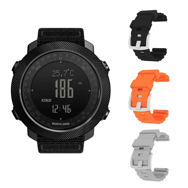 NORTH EDGE Men's sport Digital watch Hours Running Swimming Military Army watches Altimeter Barometer Compass waterproof 50m LHC
