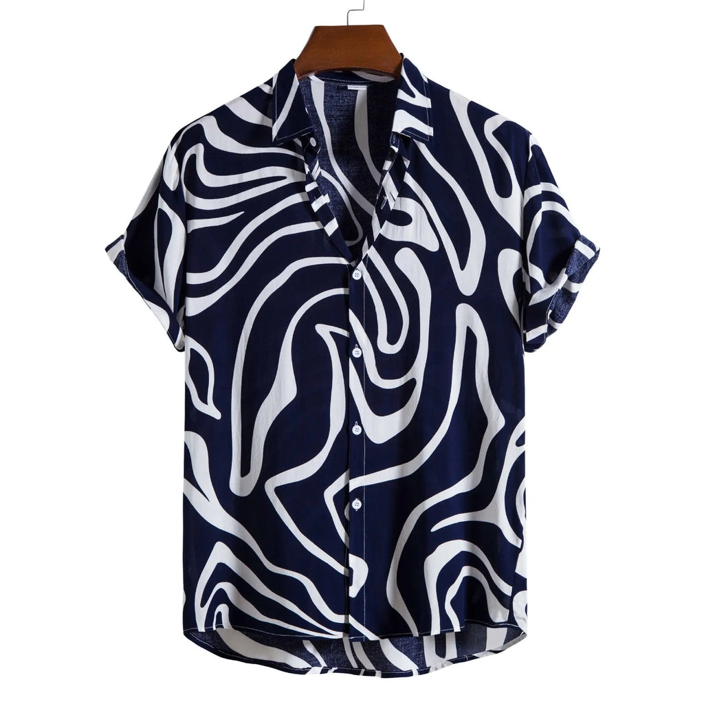 Men's Casual 3D Digital Print Short Sleeve Shirt LHC