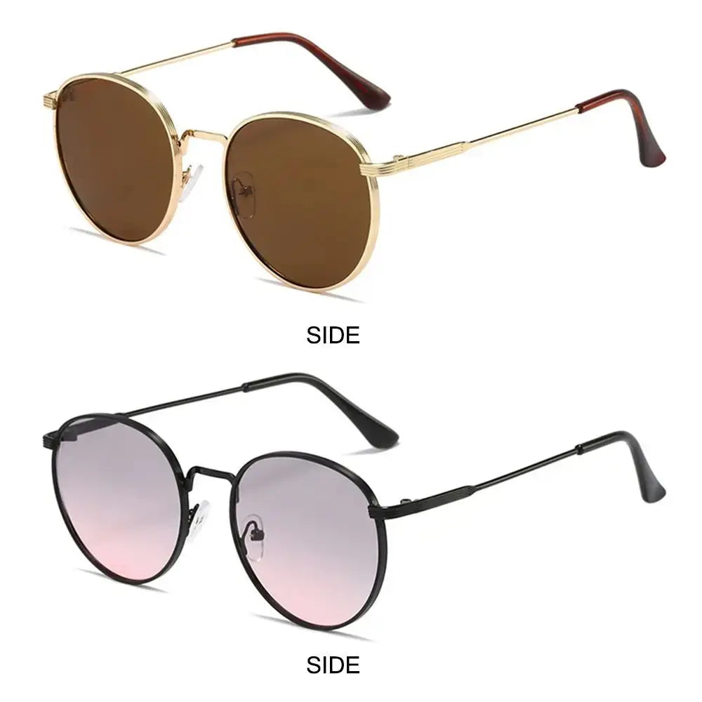 Fashion Vintage Round Sunglasses for Men Metal Frame Sun Glasses Retro Circle Hippie Eyewear Summer UV Protection Shades LHC