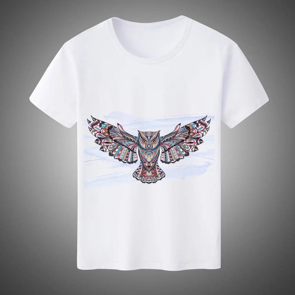 2019 Men's White Short Sleeve Digital Print T-Shirt LHC
