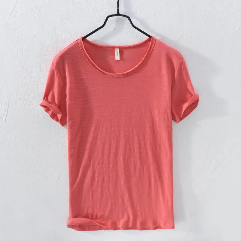 Men's Summer Solid Color Thin Short Sleeve T-Shirt LHC