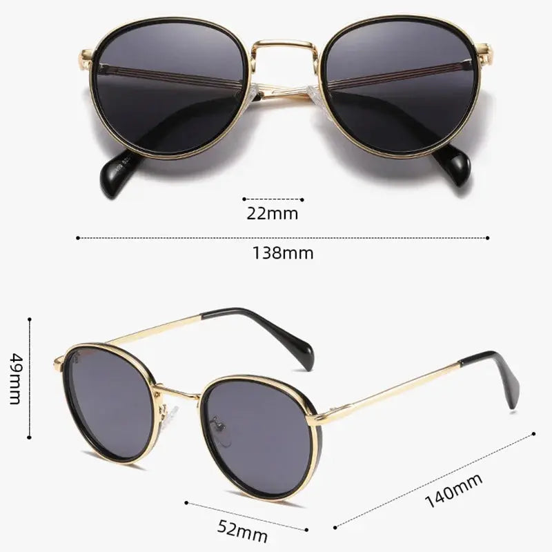Round Frame Metal Sunglasses UV Protection Men Summer Women Retro Classic Stream Premium Sports T195 LHC
